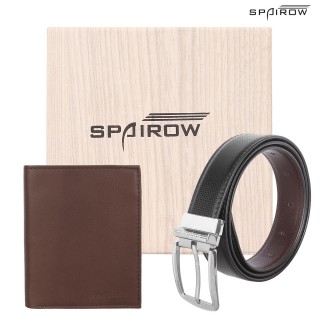 Men's Leather Belt-Wallet combo- Brown